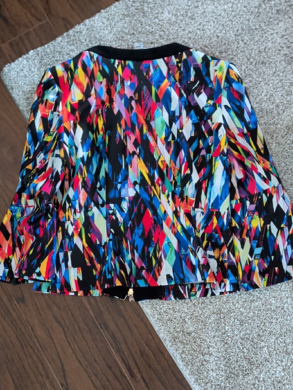 Joseph Ribkoff Black Multi-Color Geometric Zip Jacket - Picture 4 of 5